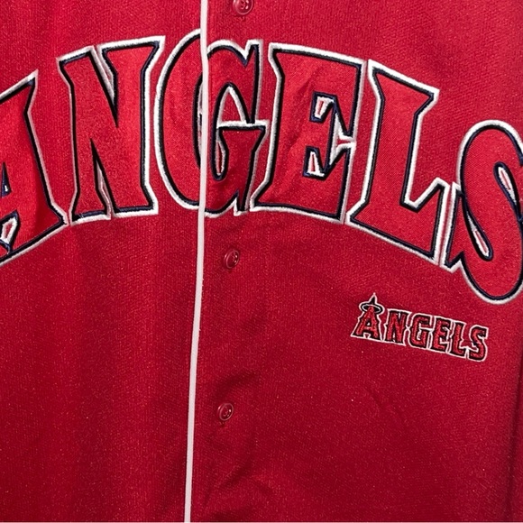 Los Angeles Angels Jersey True Fan Red Blue Large MLB Authentic - Picture 2 of 5